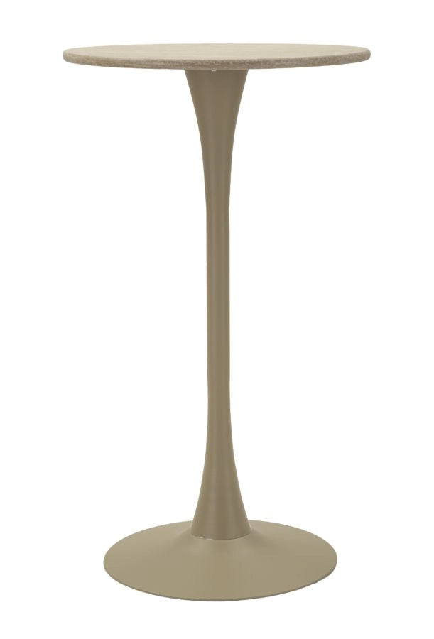Tavolo Bar Alaska Crema, Diametro 60 cm e Altezza 106 cm, Struttura in MDF e Ferro, Design Essenziale - Collezione Modern