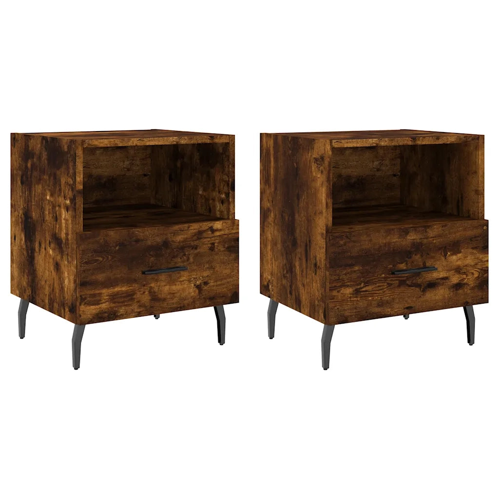 Comodini 2 pz-Set di 2 Tavolino da notte Rovere Fumo 40x35x47,5 cm in Legno Multistrato 257594