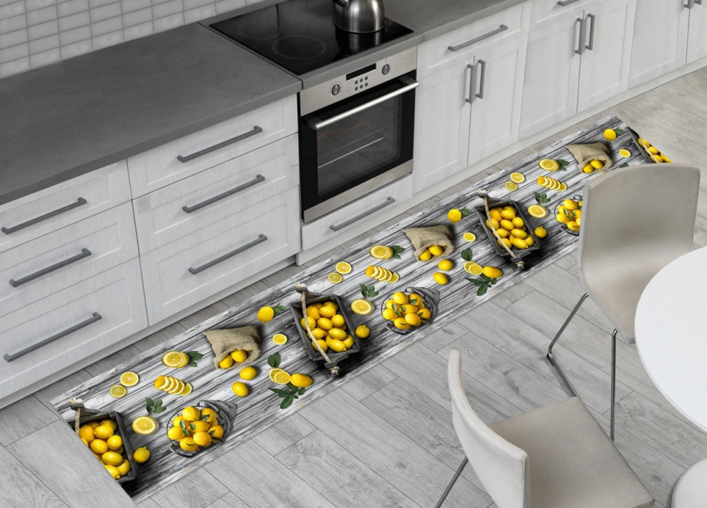 Tappeto Passatoia Cucina Antiscivolo Sottolavello Digitale Fantasie Varie - 50x280 - Limoni
