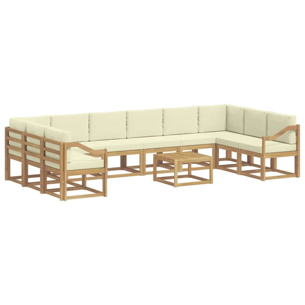Set di divani da esterno con cuscino 11 pcs Bianco e Crema 3388339