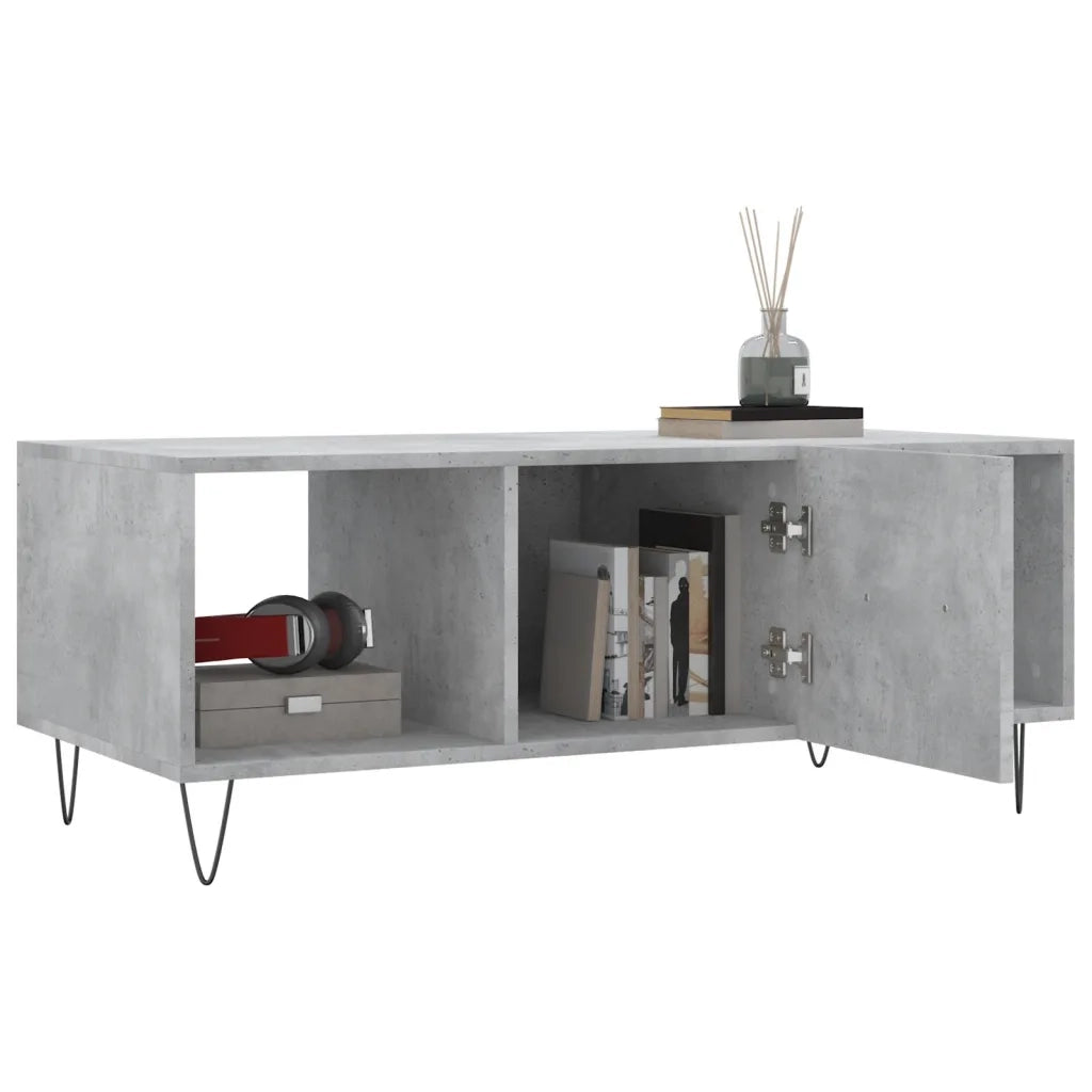 Tavolino Salotto Grigio Cemento 102x50x40 cm Legno Multistrato 829296