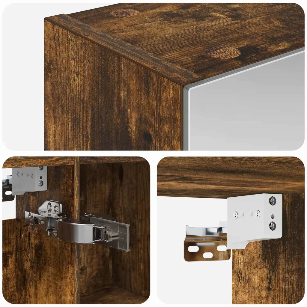 Mobiletto per specchio da bagno Rovere fumé 50 x 14,5 x 70 cm 889203