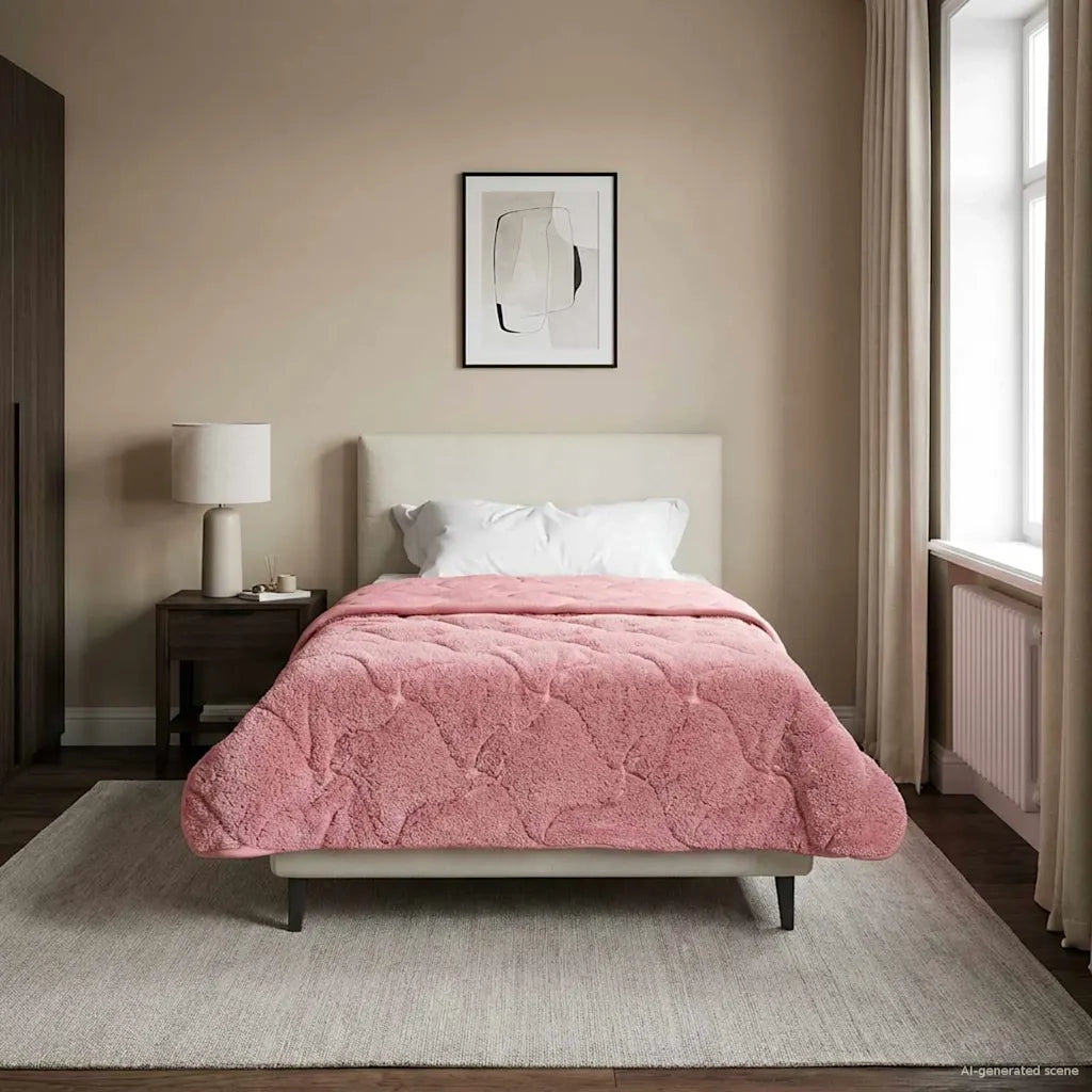 Duvet Estivo Rosa 135 x 200 cm Microfibra e Fleece Teddy 42026193