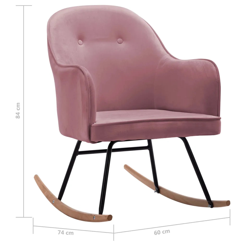 Sedia a Dondolo Rosa in Velluto CFW2659245