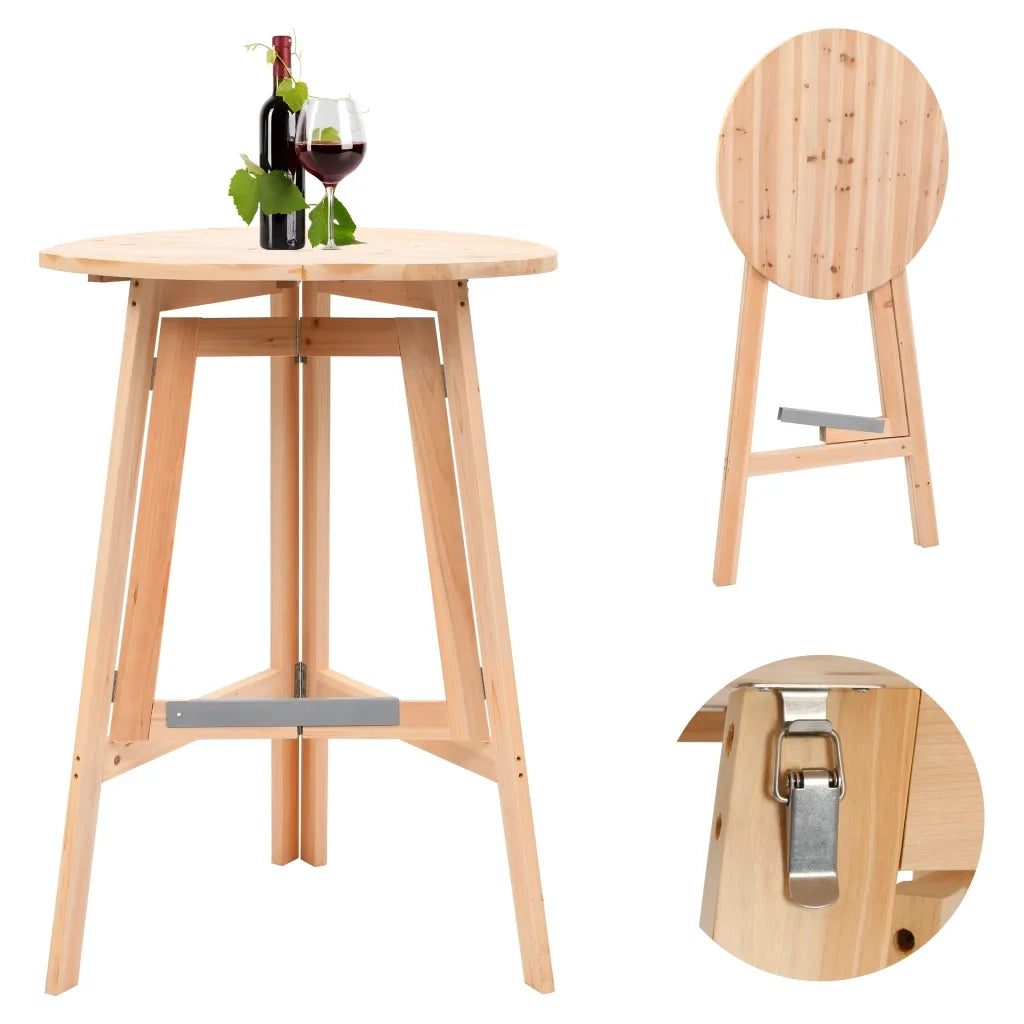 Tavolino da Bar Pieghevole 78 cm in Legno di Abete CFW1438651