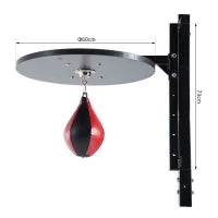 Piattaforma Boxe con Speedball Φ21 cm, Punching Ball per Allenamento Pugilato Arti Marziali, in Legno e Acciaio