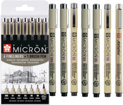 Set di Pennarelli Fineline da 6 - Inchiostro Acqua-Resistente Nero - Inchiostro Permanente - Diversi Tipi di Punti - Offerta Esclusiva - Popolari Pennarelli per Disegno