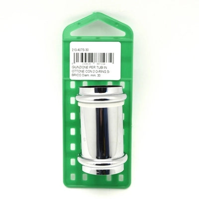 GIUNZIONE PER TUBI IN OTTONE CON 2 O-RING S-BRICO- Diam. mm. 30- FAIDF- pezzi 1
