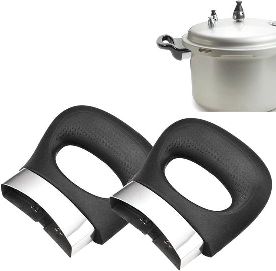Manubrio per Piastra 2 Pezzi - Materiale Bakelite/Metallo - Progettato per Ergonomia - Accessori da Cucina - Pezzo di Ricambio - Facile da Installare - Manubrio per Piastra