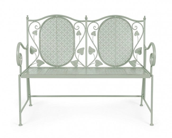 Panca 2 Posti 115x60x92 cm Harriet in Acciaio Salvia