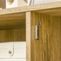 Buffet mobile da soggiorno armadio alto aspetto legno e vimini design 2 porte - dim. 90L x 32,5l x 120H cm