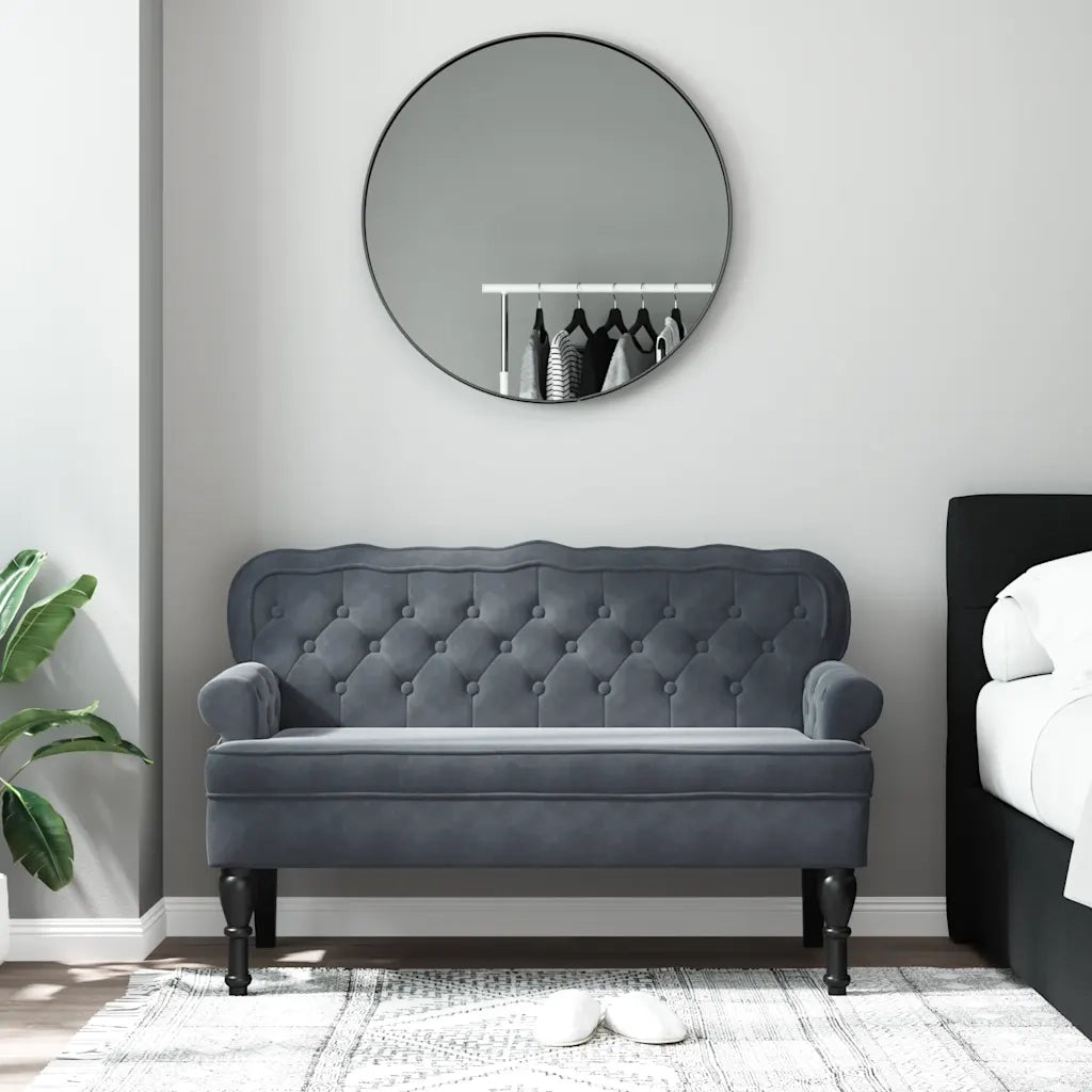 Panca con Schienale Grigio Scuro 119,5x64,5x75 cm in Velluto 372157