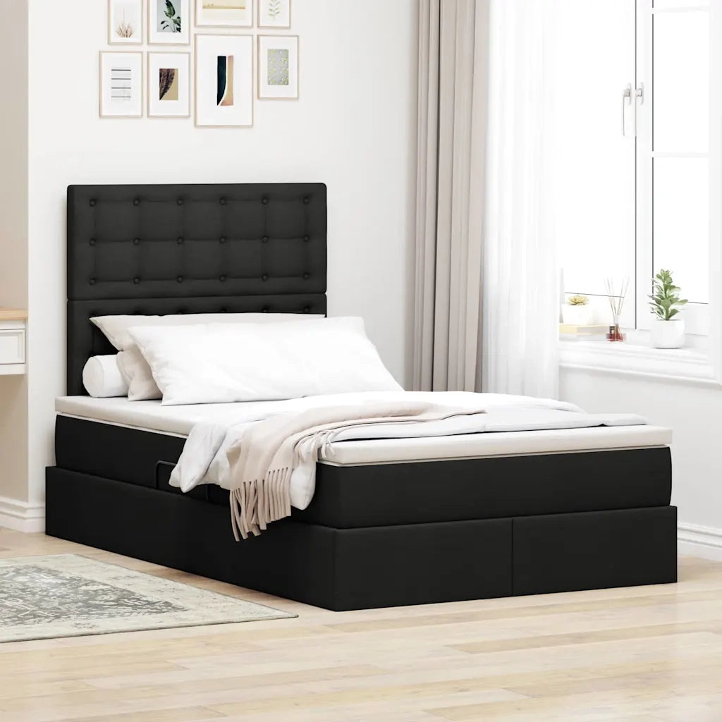 Letto con contenitore e LED Nero 120 x 200 cm Poliestere 3372536