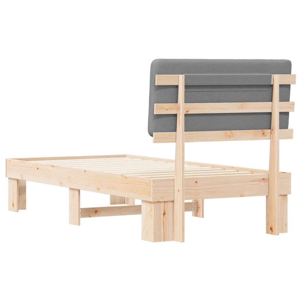 Letto con Testiera Rivestita Grigio chiaro 90 x 190 cm