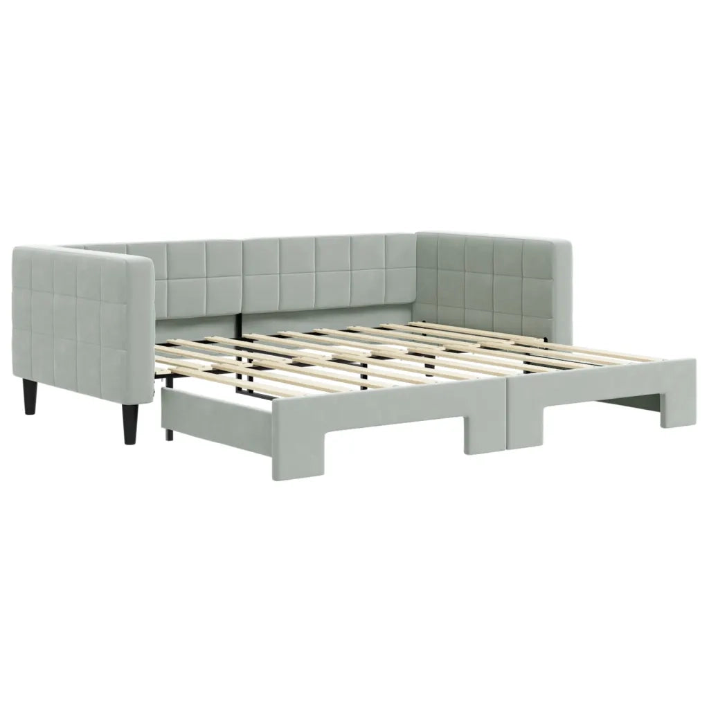 Divano Letto con Letto Estraibile Grigio Chiaro 90x190 Velluto 3196704