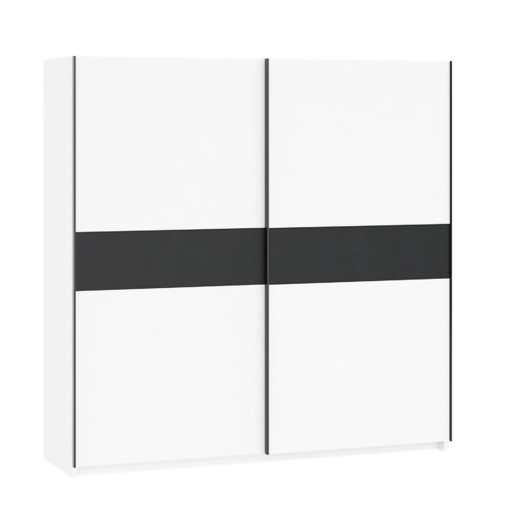 Armadio Camera da Letto Nalika, Guardaroba 2 Ante 2 Ripiani, 200x204h cm Bianco