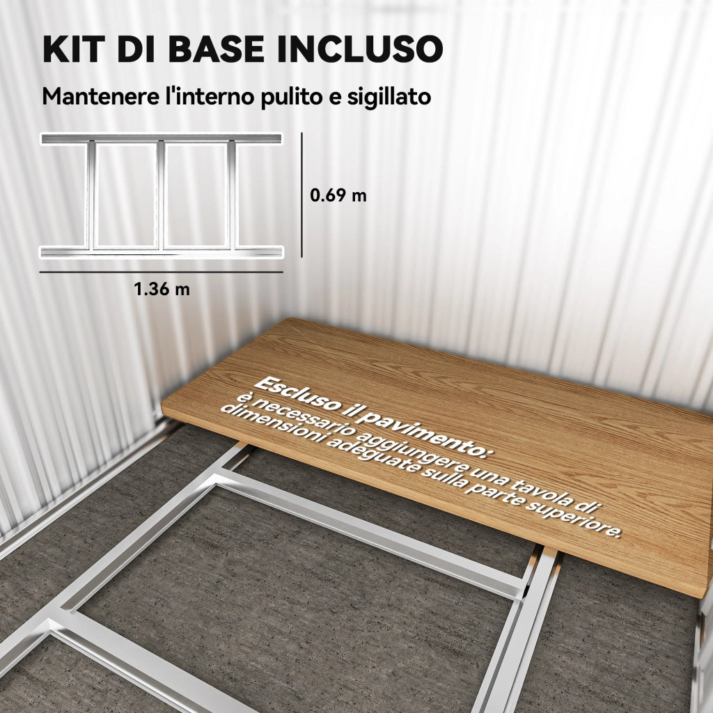 Casetta da Giardino per Attrezzi in Acciaio ¨C zephmum ¨C 152x132x188 cm