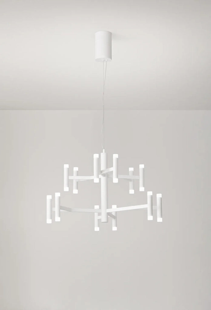 Sospensione in metallo e alluminio  Bianco opaco Candles LED 68W 3000K CRI?80 220-240V 50/60Hz 4690Lm biemissione dimmerabile