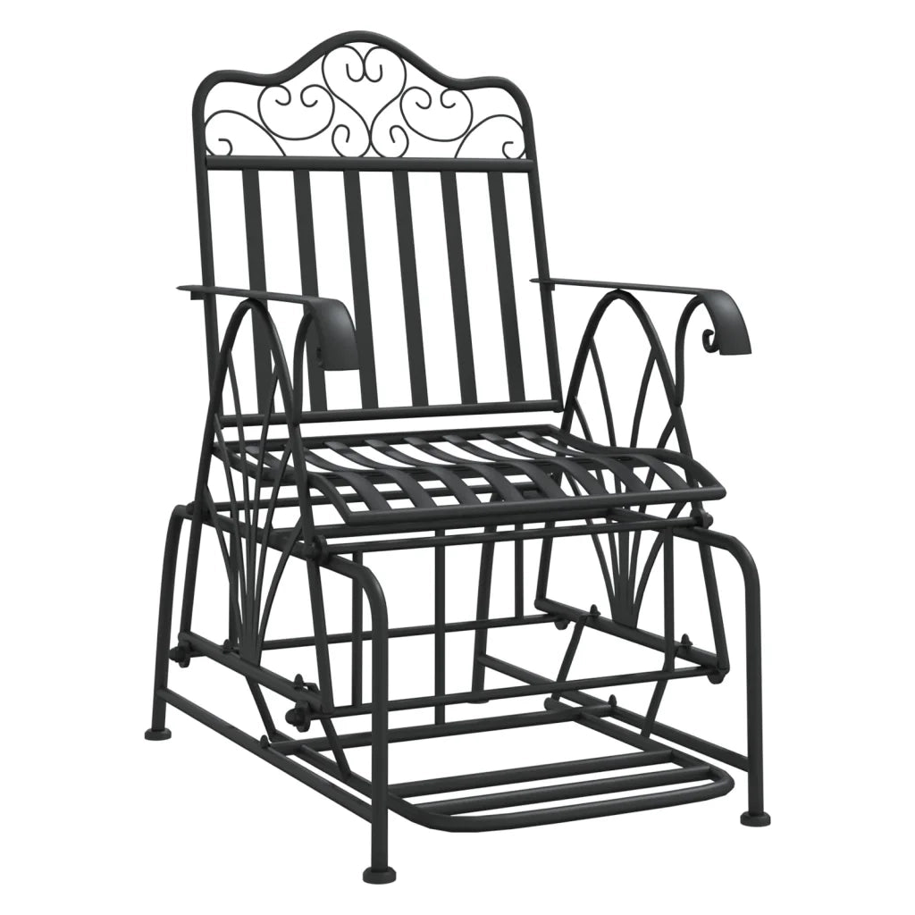 Panca Glider-Sgabello-Panca da esterno 61 cm Nera in Acciaio