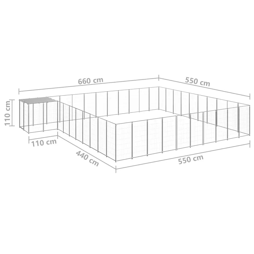 Gabbia per Cani Argento 31,46 m² in Acciaio 3082247