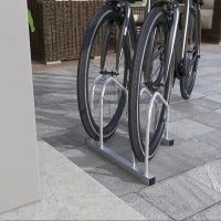 Rastrelliera per 2 Biciclette in Acciaio con Posizione Regolabile, 50x34x27.5 cm, Argento