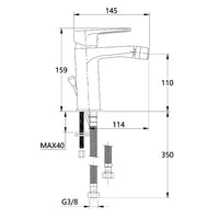 Tris rubinetti miscelatori bidet lavabo esterno vasca linea asia cromata bagno