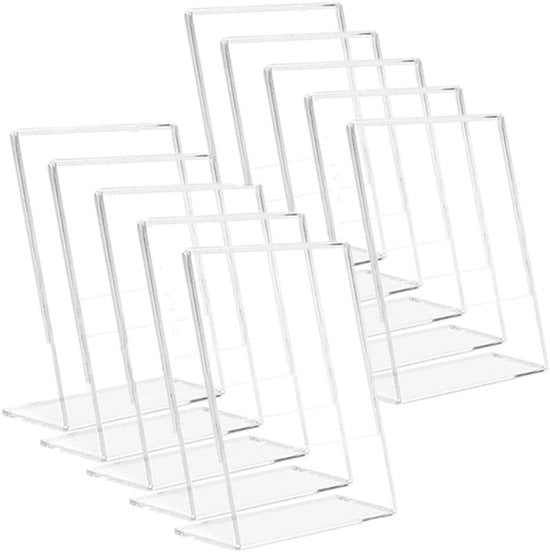 Standaard per Tavolo in Plastica Transparente - Standaard Acril per Tavolo - Display per Tavolo con Forma Angolata per Hotel, Ristorante, Caffè, Ufficio - Display per Tavolo per Esposizioni con Forma Angolata