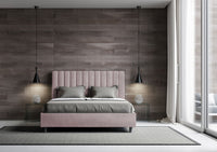 Letto Matrimoniale Francese 140x190 cm con Rete e Contenitore Agueda Glicine