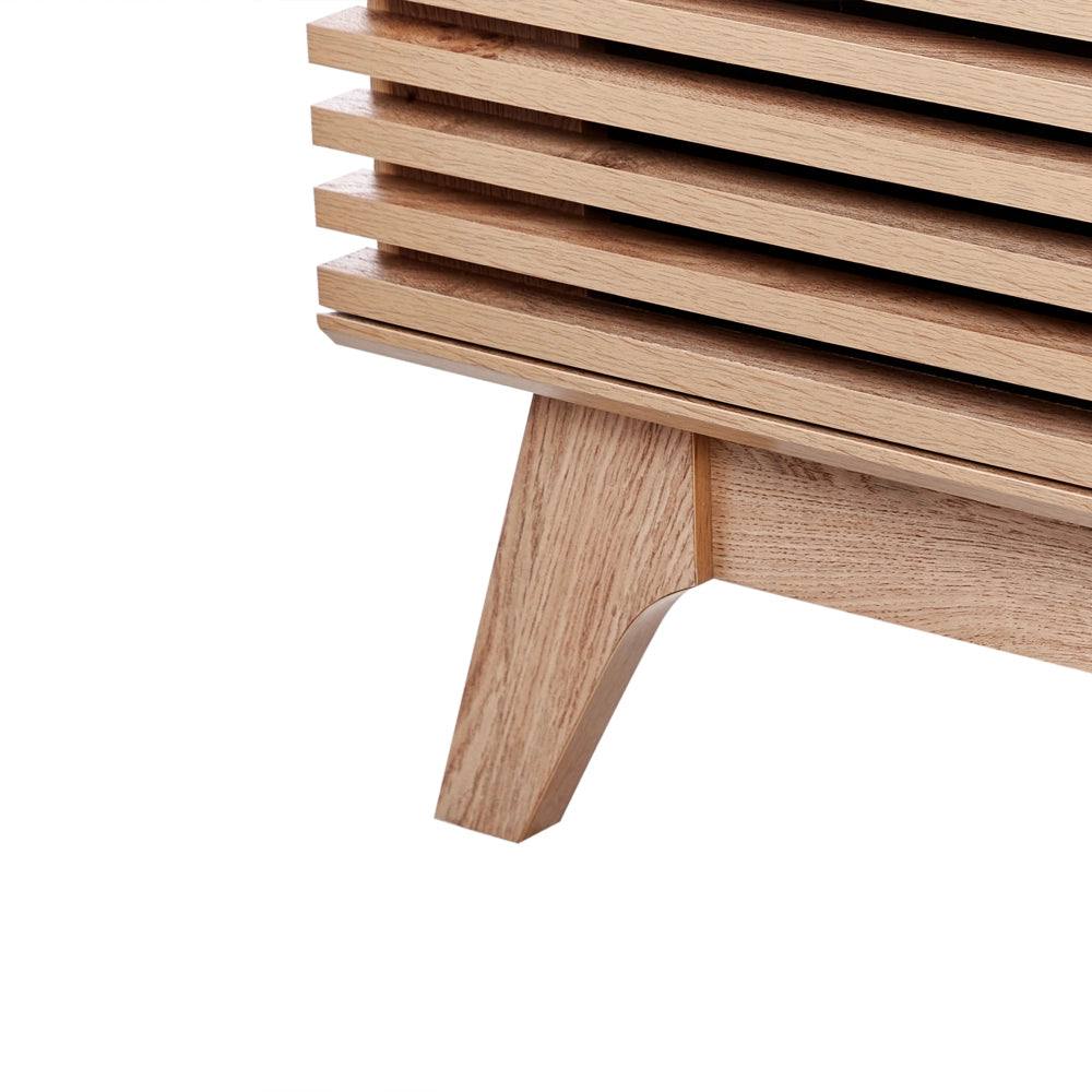 Mobile TV in legno scuro con vano portaoggetti anteriore stile moderno contemporaneo