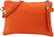 Borsa in pelle reale per spalla Clutch Piccola borsa Borsa da sera 22x15cm Anny G248 (Arancione)