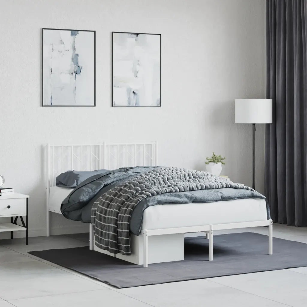 Giroletto con Testiera-Struttura Letto con testiera in Metallo Bianco 120x200 cm 407338