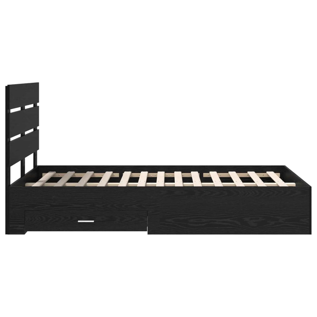 Struttura del letto Rovere Nero 135 x 190 cm Legno multistrato