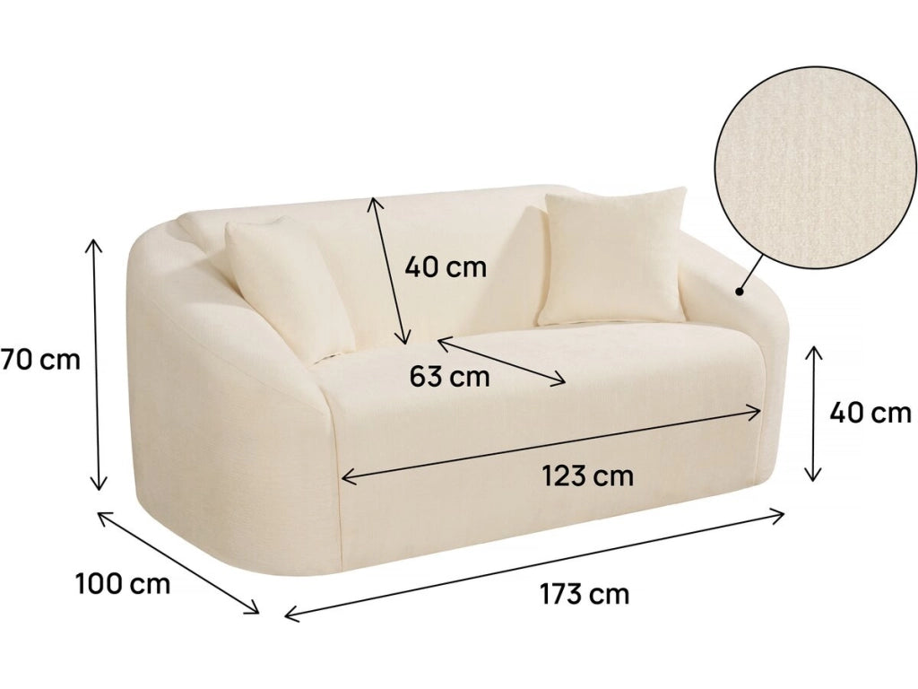Divano fisso diritto in tessuto "Ondine" - 2 posti - Beige