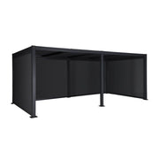 Pergola bioclimatica 3x6m in alluminio e acciaio + 4 tende 3m, nero