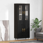 Credenza 2 pcs Rovere Nero Legno multistrato