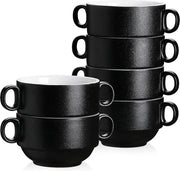 Set di ciotole per zuppa a 6 pezzi con manico - 400 ml ciotola per zuppa con bordo