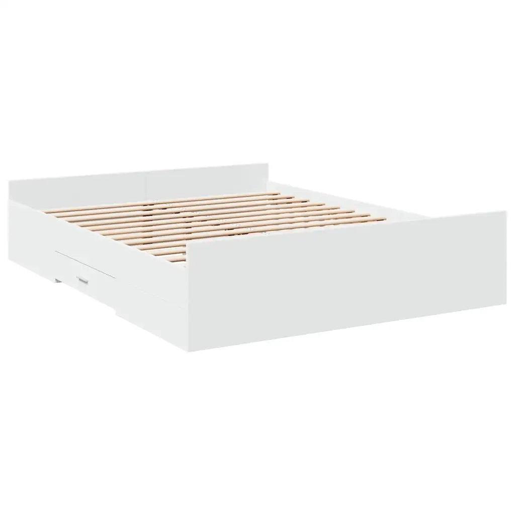 Giroletto con Cassetti Bianco 160x200 cm in Legno Multistrato