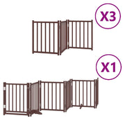 Cancelletto di sicurezza per animali domestici porta pieghevole 15 pannelli legno di pioppo marrone 02_0023208
