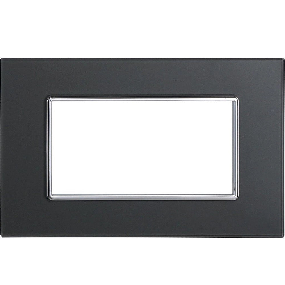 Trade Shop - Placca Cristal 3 4 6 M Acciaio Scuro Effetto Vetro Compatibile Bticino Axolute -