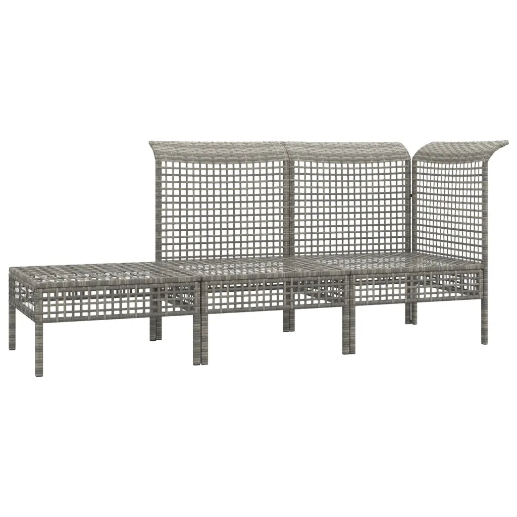 Set Divani da Giardino 3 pz con Cuscini in Polyrattan Grigio 319661
