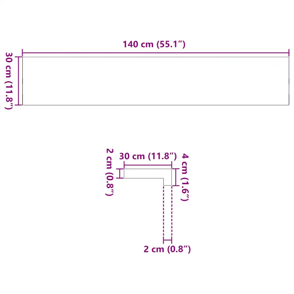 Davanzali 2 pz Non Trattati 140x30x2cm Legno Massello di Rovere CFW4753621