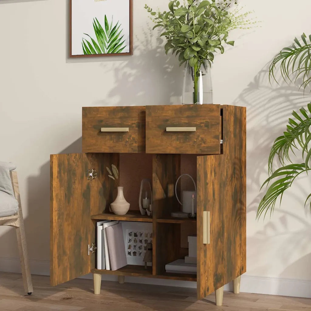 Credenza Rovere Fumo 69,5x34x89 cm in Legno Multistrato 817357