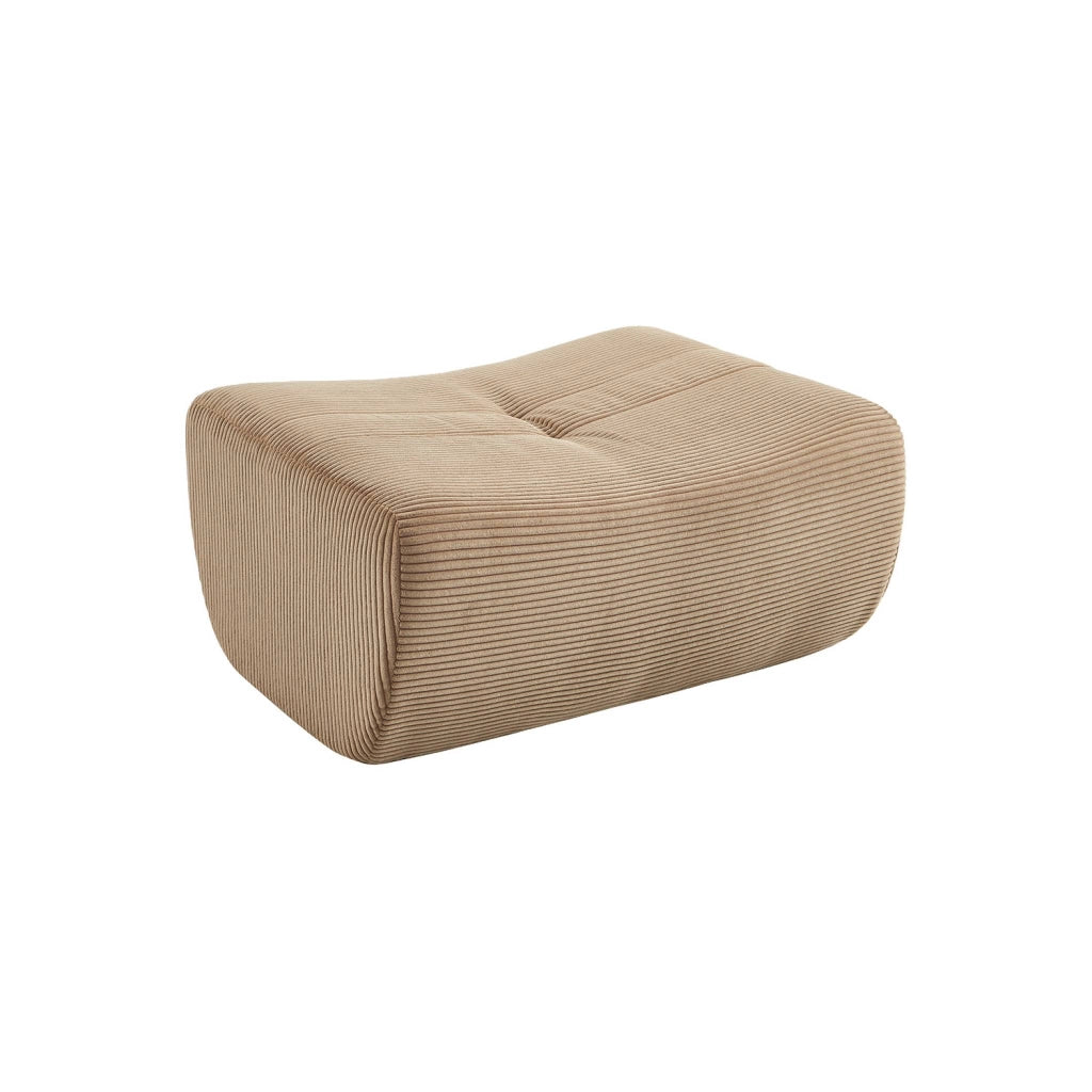 Poltrona in velluto a coste con poggiapiedi, 1 posto, beige scuro