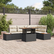 Set Divano Giardino  6 Pezzi con Cuscini Rattan Polyrattan Nero
