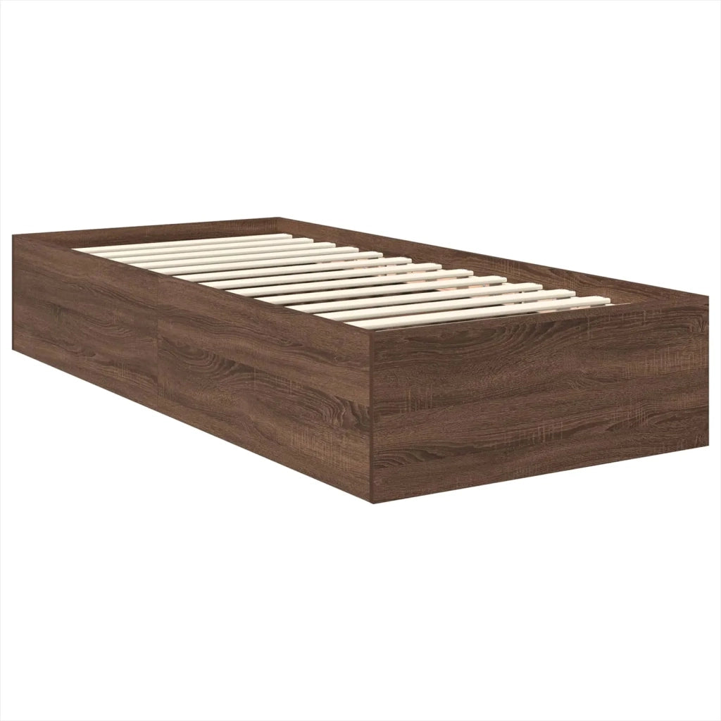 Struttura del letto con testiera Rovere Marrone 75 x 190 cm