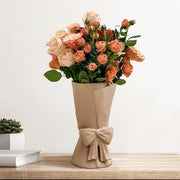 Vaso ceramico con disegno a strisce, 24,5 cm, beige caldo moderno boho vaso, vaso decorativo estetico per fiori freschi, pampas, per la camera da letto, la sala da pranzo, la decorazione da tavola, la decorazione di interni