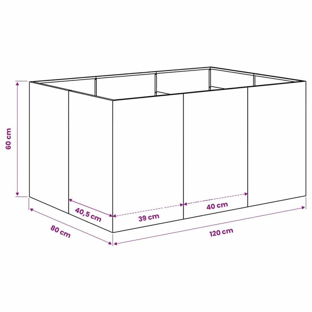 Vaso da giardino Argento 120 x 80 x 60 cm Acciaio Inox 8005929