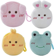 Portafoglio per bambini in peluche - 4 pezzi - con motivi divertenti - formato compatto 11 x 12 cm - ideale per monete e biglietti da visita