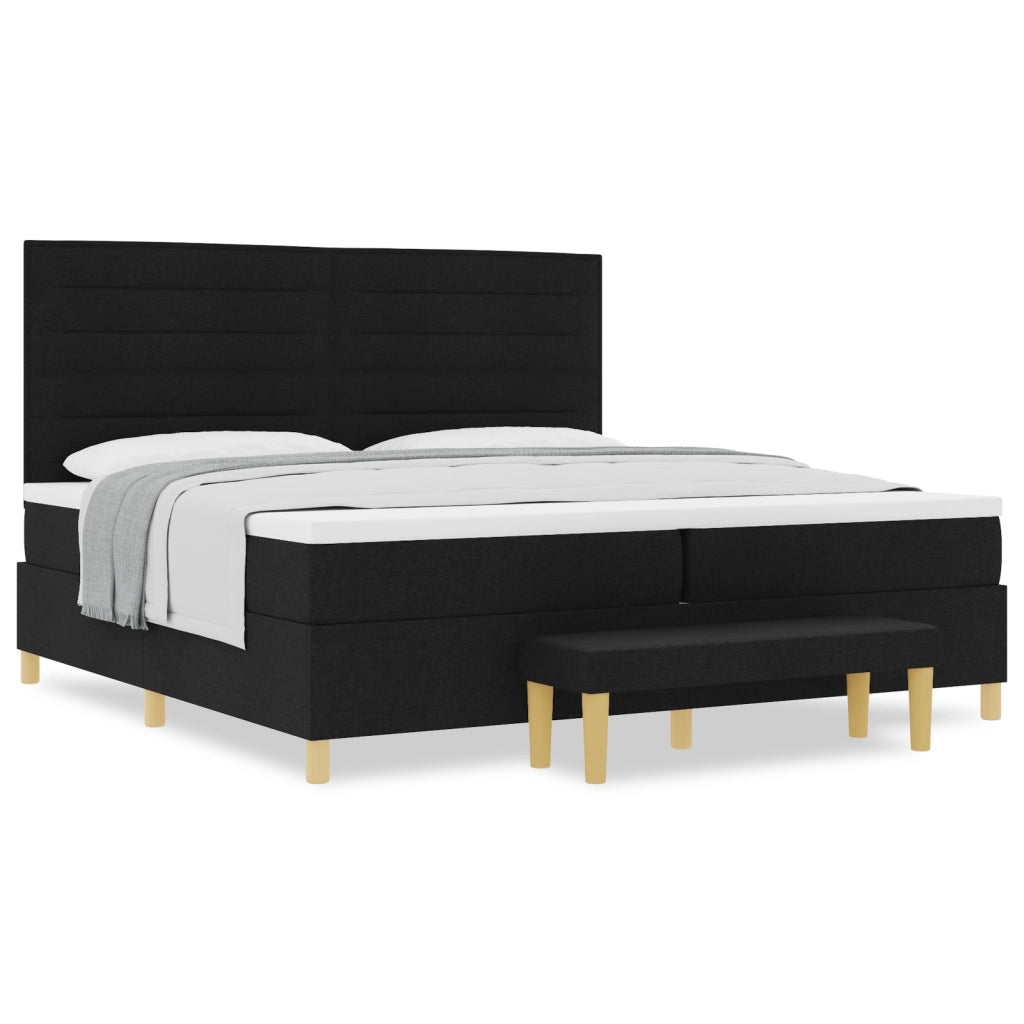 Letto a Molle con Materasso e Panchina vitaXL Nero 200x200 cm Tessuto