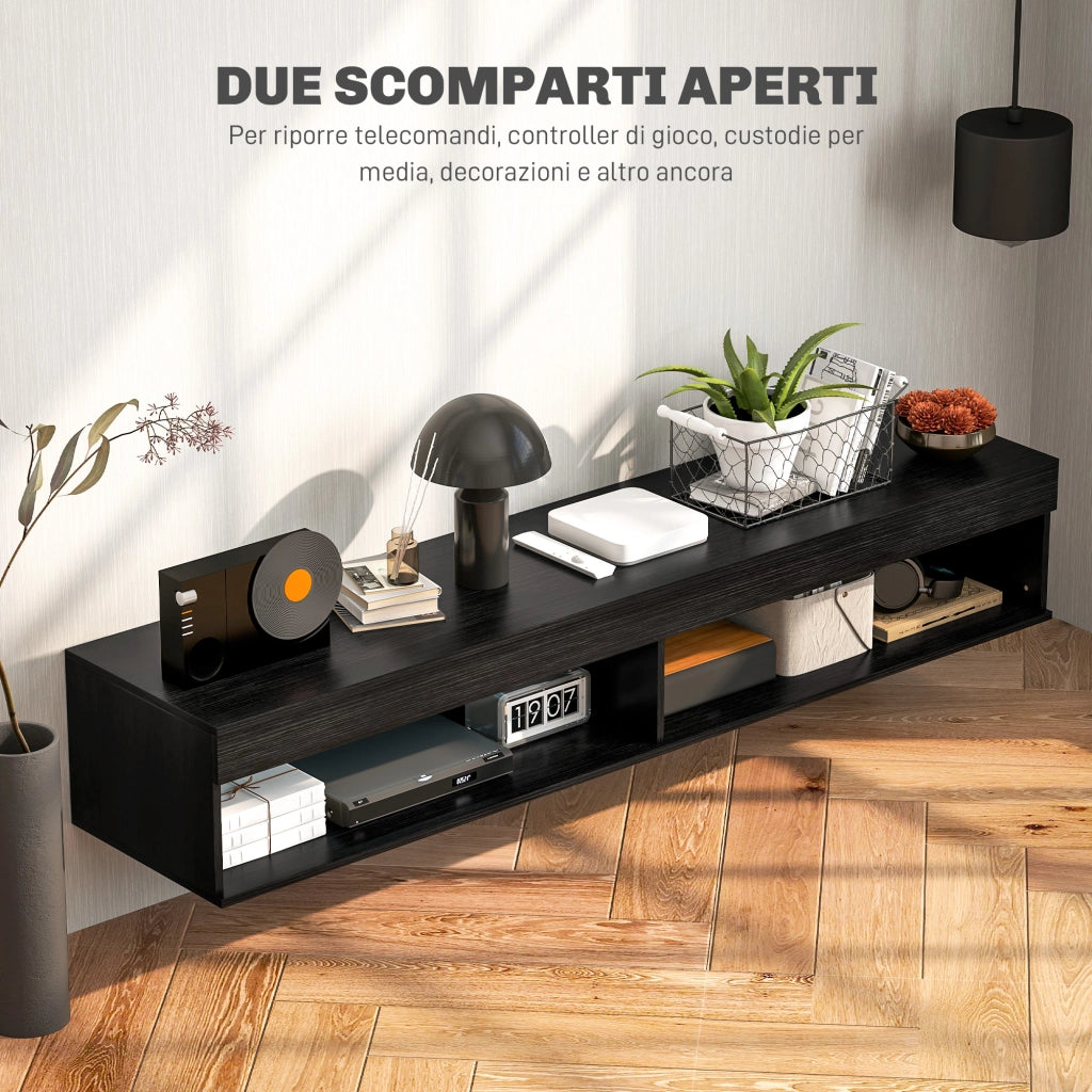 Mobile TV Sospeso con Luci LED e Telecomando ¨C zephmum ¨C Nero, 180x40x30cm